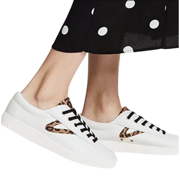 Tretorn Black Leather Nylite 25 Plus Cheetah Print Sneakers - Picture 11 of 11